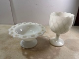 White Glass Compote / White Milk Glass Goblet