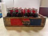 Vintage Wooden Pepsi Cola Crate , Two 6 PK Holiday Coke Bottles/ Two Jeff Gordon 6 Pk Coke Bottles