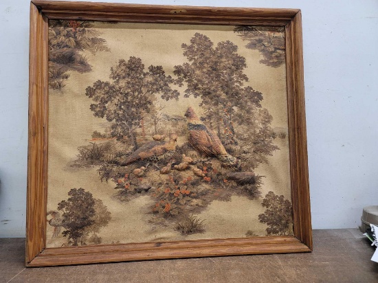 Framed Picture of Embossed/Stuffed Birds