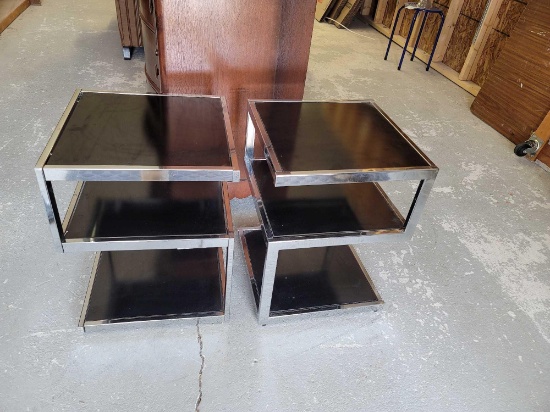 2 Metal and Glass Endtables