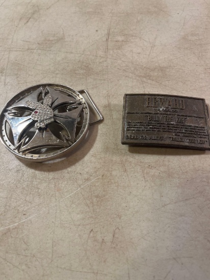 Vintage Playboy Bunny Belt Buckle / Vintage Billy The Kid Reward Belt Buckle