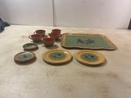 Vintage Old Tin Tea Set