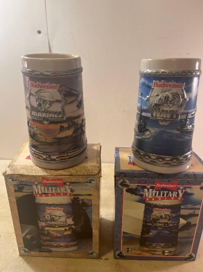 Budweiser Navy Stein In Box / Budweiser Marine Corps Stein In Box