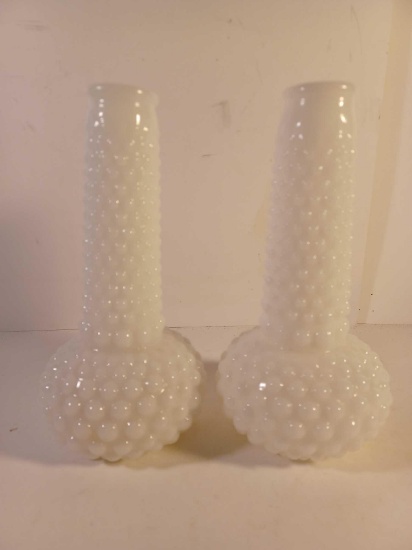 2 Hobnail Flower Vases