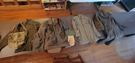 Military Uniforms, Coats, Gloves, And Satchel