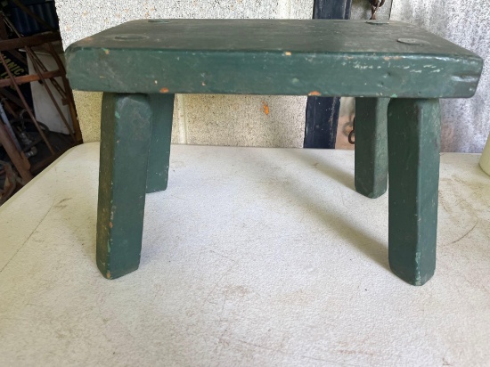Vintage Wooden Green Stool