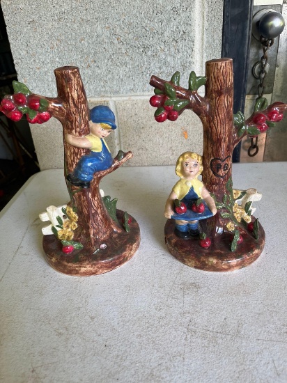 Vintage Ceramic Boy and Girl Lamp Base