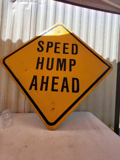 Metal Speed Hump Ahead Sign