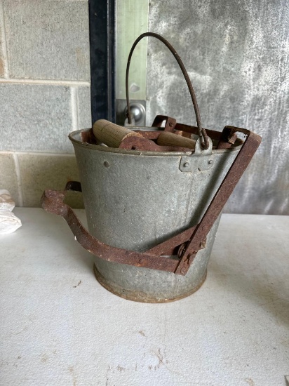 Vintage Metal / Wood Wash Or Mop Bucket