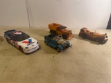 Valvoline Race Car , 2 Wooden Toy Cars , 1 Metal Toy Truck