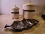 2 McCoy Cookie Jars and 1 Divided Dish