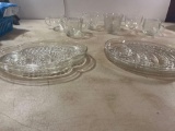 4 Glass Serving Plates, 6 Glass cups