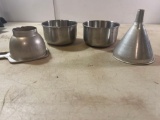 Aluminum Funnel, 2 metal Bowls, Etc