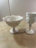 2 White Glass Vase