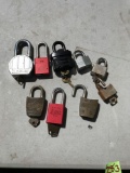 9 Locks 6 has key. and Plastic Container