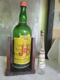Vintage J & B Rare Scotch Whiskey Empty Bottle Swing Bar Display and Vintage Liquore Galliano