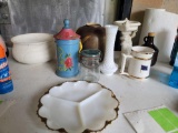 Various Glass and Ceramic Vases, Jars, Divided Dish, Containers and Etc.