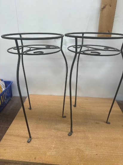 2 Black Metal Plant Stands