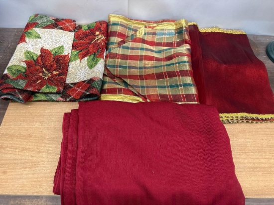 1 Red Christmas Table Cloth, 3 Christmas Table Runners