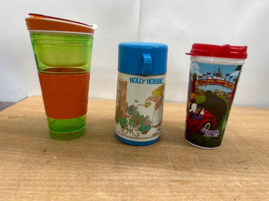 1981 Holly Hobbie Thermos/ Walt Disney Cup / Snackees Cup