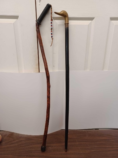 Wood Walking Cane and Duck Head Walking Cane