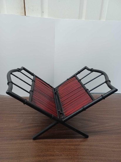Metal and Bamboo Magazine Rack