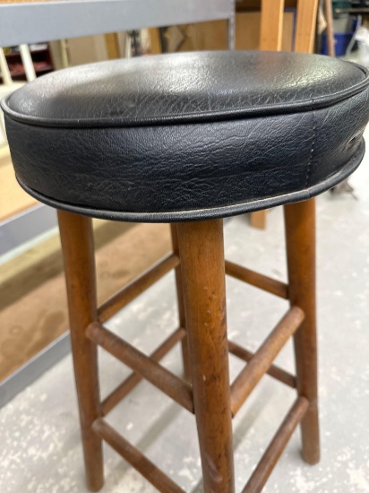 Wooden Bar Stool with Padded Seat