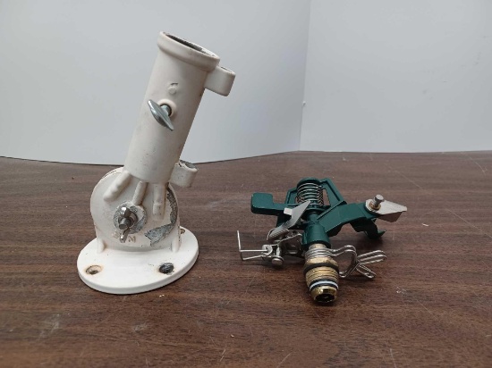 Adjustable Flagpole Mount and Water Sprinkler Head
