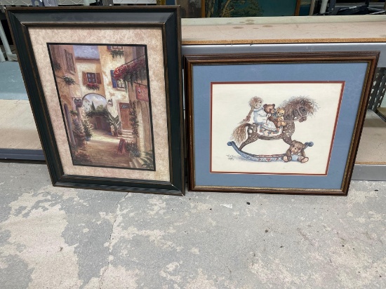 1 Framed Print with Rocking Horse / 1 Framed Print