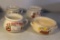 Vintage Bagu Wooden Box / 4 Glass Soup Bowls with Handles