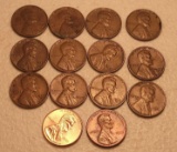 12 Wheat Pennies and 2 Pennies
