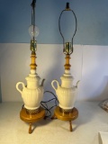2 Ceramic Teapot Shape with Wood Table Lamp