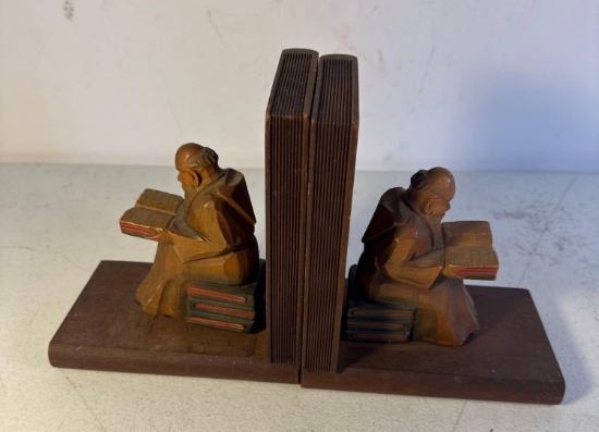2 Vintage Wooden Book Ends