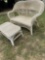 White Wicker Outdoor Loveseat and Coffee Table