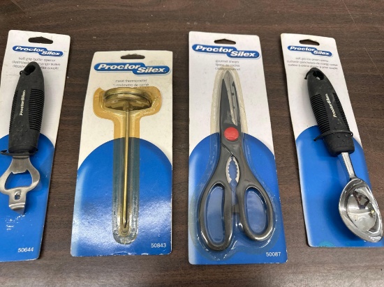 Proctor Silex Bottle Opener, Meat Thermometer, Gourmet Shears, Ice Cream Scoop