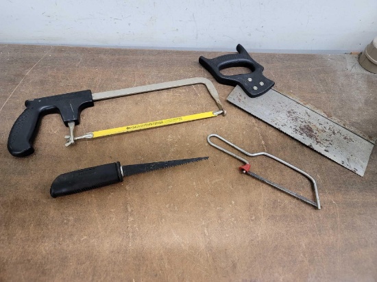 2 Hacksaws, 1 Sheetrock/Jab Saw, and 1 Dovetail Saw