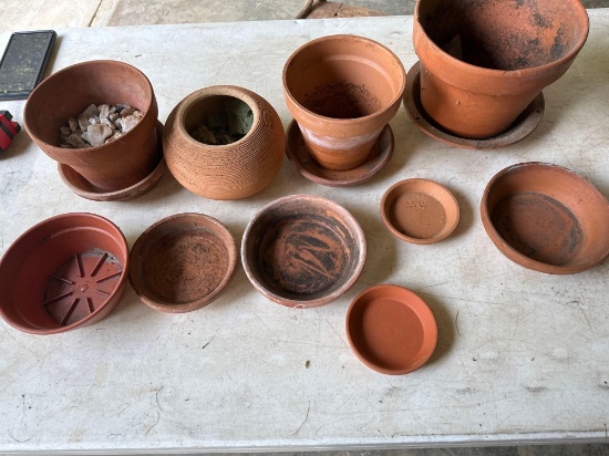 4 Terracotta Pots / 8 Terracotta Flower Pot Water Base