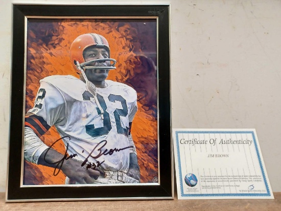 Jim Brown Framed and Autographed Picture with Certificate of Authenticity