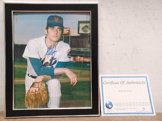 Nolan Ryan Framed and Autographed Picture with Certificate of Authenticity