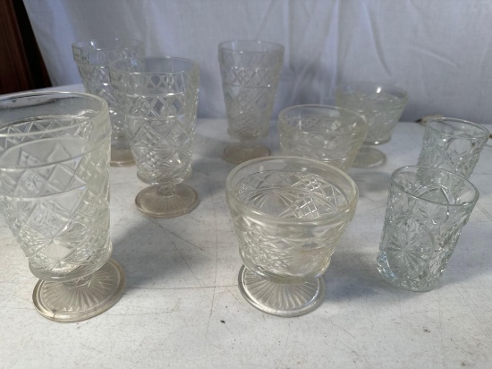 7 Stem Glasses / 2 Small Glass Cups