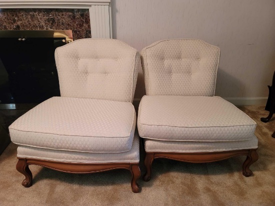 2 Cream Colored Slipper Chairs