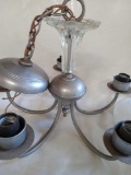 Chrome-Look Five Branch Ceiling Light Fixture with Frosted Glass Globes