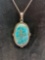 Turquoise Pendant Necklace with German Silver Chain