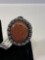 Red Sun Stone German Silver Ring