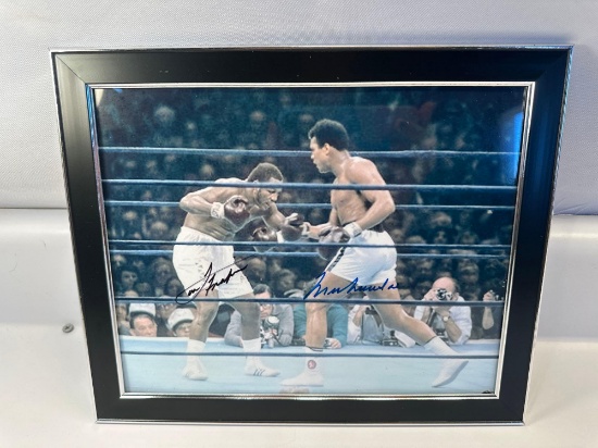 Muhammad Ali / Joe Frazier Signed 8 x 10 Framed Photo