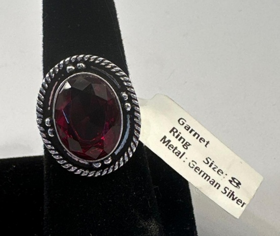 Garnet German Silver Ring