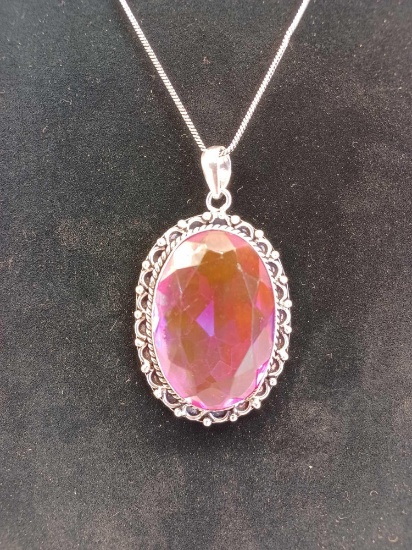 Ametrine Pendant Necklace with German Silver Chain