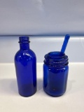 2 Vintage Cobalt Blue Bottles / Cobalt Blue Tube