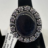 Blue Sun Stone German Silver Ring