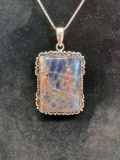 Sodalite Pendant Necklace with German Silver Chain